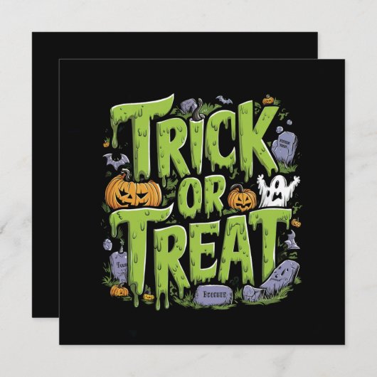 Spooky Trick oder Treat Slime Halloween Einladung (Vorne/Hinten)