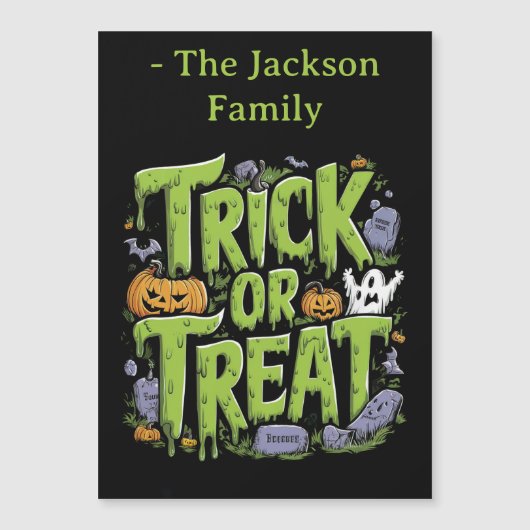 Spooky Trick oder Treat Slime Halloween Magnetkarte (Vorderseite)