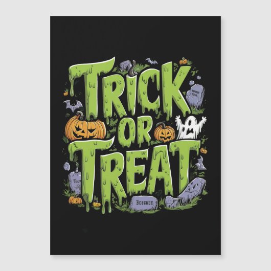Spooky Trick oder Treat Slime Halloween Magnetkarte (Vorderseite)