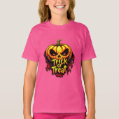 Spooky "Trick or Treat" Pumpkin Halloween Art T-Shirt (Vorderseite)