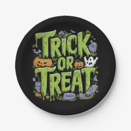 Spooky Trick or Treat Slime Halloween Pappteller