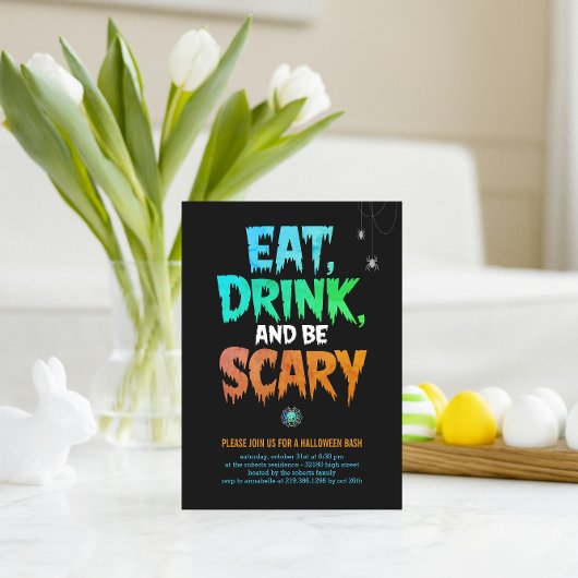 Spooky "Trinken und Beängstigend sein" Halloween-P Postkarte