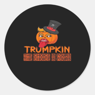 Spooky Trumpkin Halloween Top Hat & Tongue Out- is Runder Aufkleber