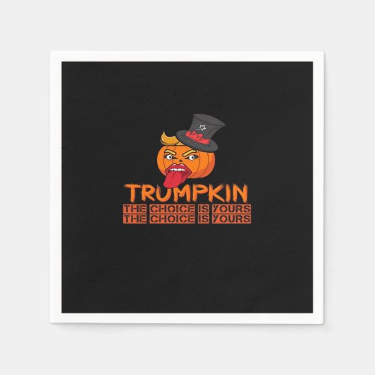 Spooky Trumpkin Halloween Top Hat & Tongue Out- is Serviette (Vorderseite)