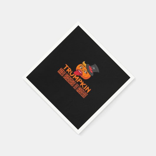 Spooky Trumpkin Halloween Top Hat & Tongue Out- is Serviette (Ecke)