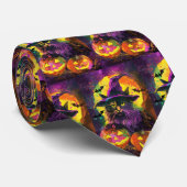 Spooky Turkish Angora Cat Halloween Hexenkürbis Krawatte (Gerollt)