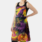 Spooky Turkish Angora Cat Halloween Hexenkürbis Schürze (InSitu)