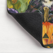 Spooky Tuxedo Katze Halloween Hexe und Pumpkin Mousepad (Ecke)