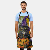 Spooky Tuxedo Katze Halloween Hexe und Pumpkin Schürze (Getragen)