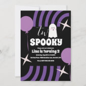 Spooky Two Groovy Halloween Ghost Party Black Einladung (Vorderseite)
