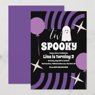 Spooky Two Groovy Halloween Ghost Party Black Einladung