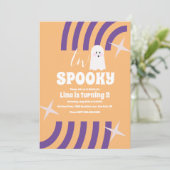 Spooky Two Groovy Halloween Ghost Party Einladung (Stehend Vorderseite)