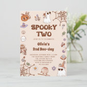 Spooky Two Halloween Niedlich Ghost 2. Geburtstag Einladung (Stehend Vorderseite)