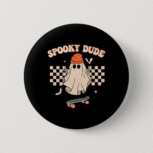 Spooky Typ Kleinkind Retro Groovy Hippie Halloween Button (Vorderseite)