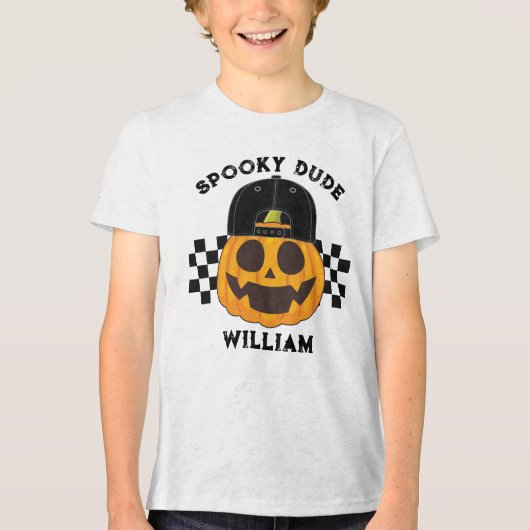 Spooky Typ Retro Pumpkin Kleinkind Halloween Tri-Blend Shirt (Vorderseite)