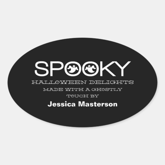 Spooky Typografie Halloween Baking Stickers (Vorderseite)
