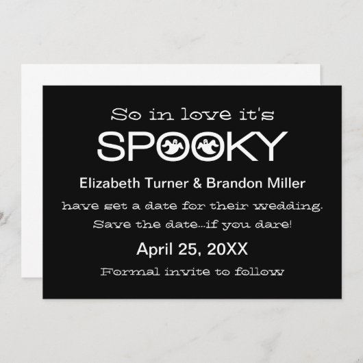 Spooky Typografie Halloween Save the Date (Vorne/Hinten)