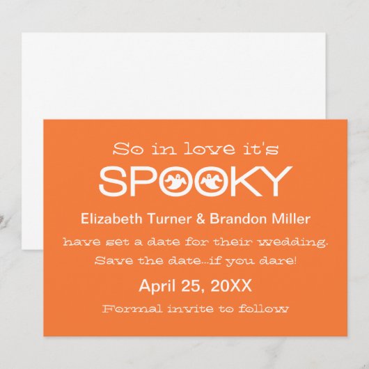 Spooky Typografie Halloween Save the Date (Vorne/Hinten)