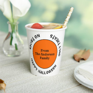 Spooky Typografie Orange Black Happy Halloween Pappbecher