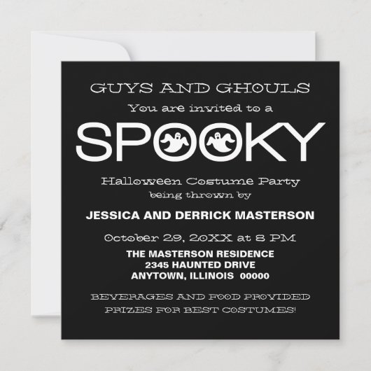 Spooky Typografy Halloween-Party Einladung (Vorderseite)