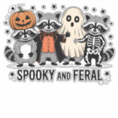 Spooky und Feral Funny Halloween Raccoon Aufkleber (Vorderseite)