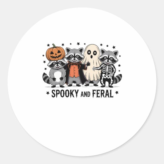 Spooky und Feral Funny Halloween Raccoon Runder Aufkleber (Vorderseite)