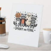 Spooky und Feral Funny Halloween Raccoon Sockelschild (In Situ)