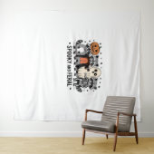 Spooky und Feral Funny Halloween Raccoon Wandteppich (Beispiel (Horizontal))