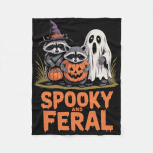 Spooky und Feral Halloween Ghost Raccoon Opossum Fleecedecke
