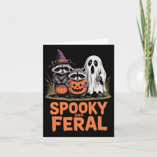 Spooky und Feral Halloween Ghost Raccoon Opossum Karte