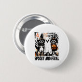 Spooky und Feral Halloween Niedlicher Geist-Raccoo Button (Vorne & Hinten)