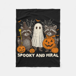 Spooky und Feral Halloween Niedlicher Geist-Raccoo Fleecedecke