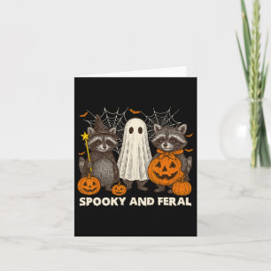 Spooky und Feral Halloween Niedlicher Geist-Raccoo Karte