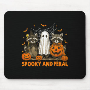Spooky und Feral Halloween Niedlicher Geist-Raccoo Mousepad