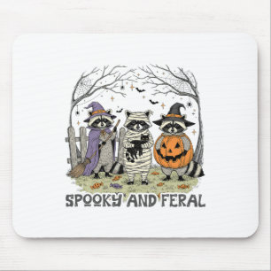 Spooky und Feral Halloween Niedlicher Geist-Raccoo Mousepad