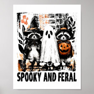 Spooky und Feral Halloween Niedlicher Geist-Raccoo Poster