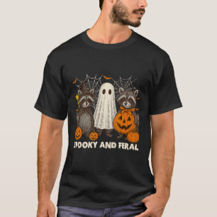 Spooky und Feral Halloween Niedlicher Geist-Raccoo T-Shirt