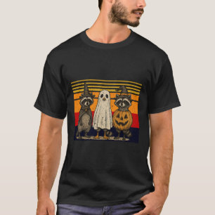 Spooky und Feral Halloween Niedlicher Geist-Raccoo T-Shirt