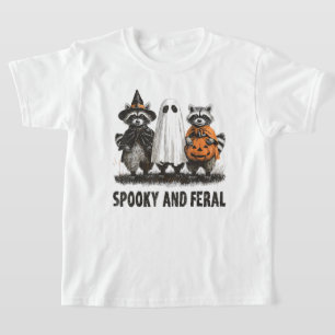 Spooky und Feral Halloween Niedlicher Geisterracco T-Shirt