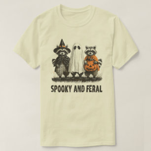 Spooky und Feral Halloween Niedlicher Geisterracco T-Shirt