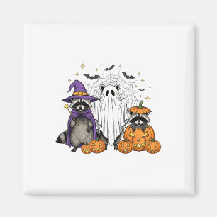 Spooky und Feral Halloween Raccoon Geist Hexe Tri Magnet