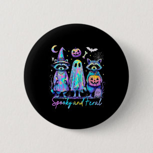 Spooky und Feral Halloween Raccoon Hexenschaf Button