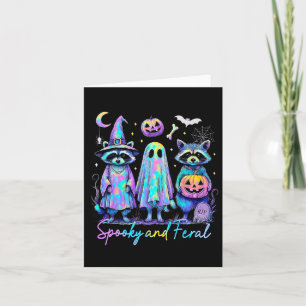Spooky und Feral Halloween Raccoon Hexenschaf Karte