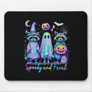 Spooky und Feral Halloween Raccoon Hexenschaf Mousepad