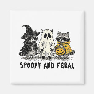 Spooky und Feral Halloween Raccoon Spooky Season T Magnet