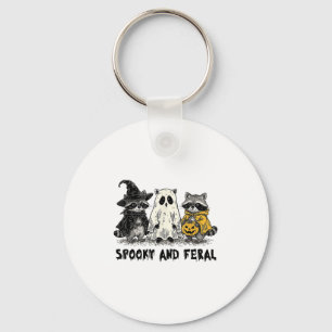 Spooky und Feral Halloween Raccoon Spooky Season T Schlüsselanhänger