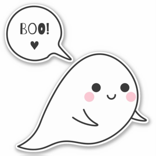 Spooky und Niedlich Ghost Aufkleber (Vorderseite)