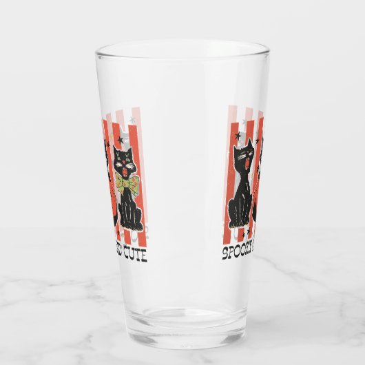 Spooky und Niedlich - Schwarze Katze und Kürbis Glas (Links)