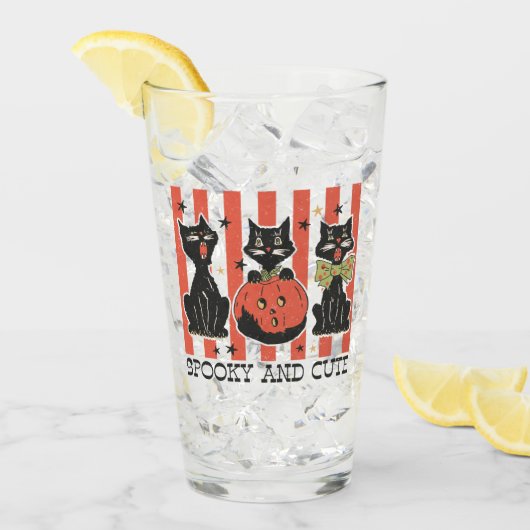 Spooky und Niedlich - Schwarze Katze und Kürbis Glas (Vorderseite Ice)