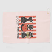 Spooky und Niedlich - Schwarze Katze und Kürbis Golfhandtuch (Horizontal)